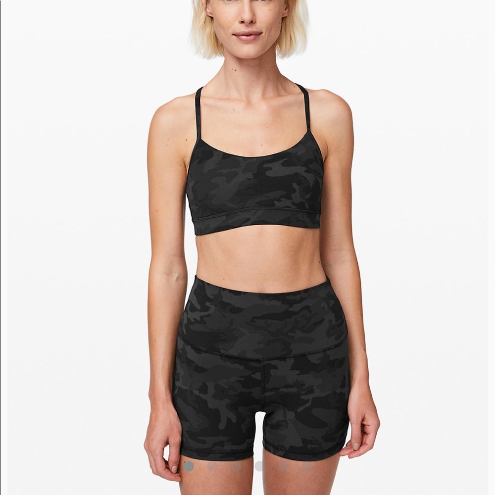 Lululemon Flow Y Black and Grey Camo Sports Bra